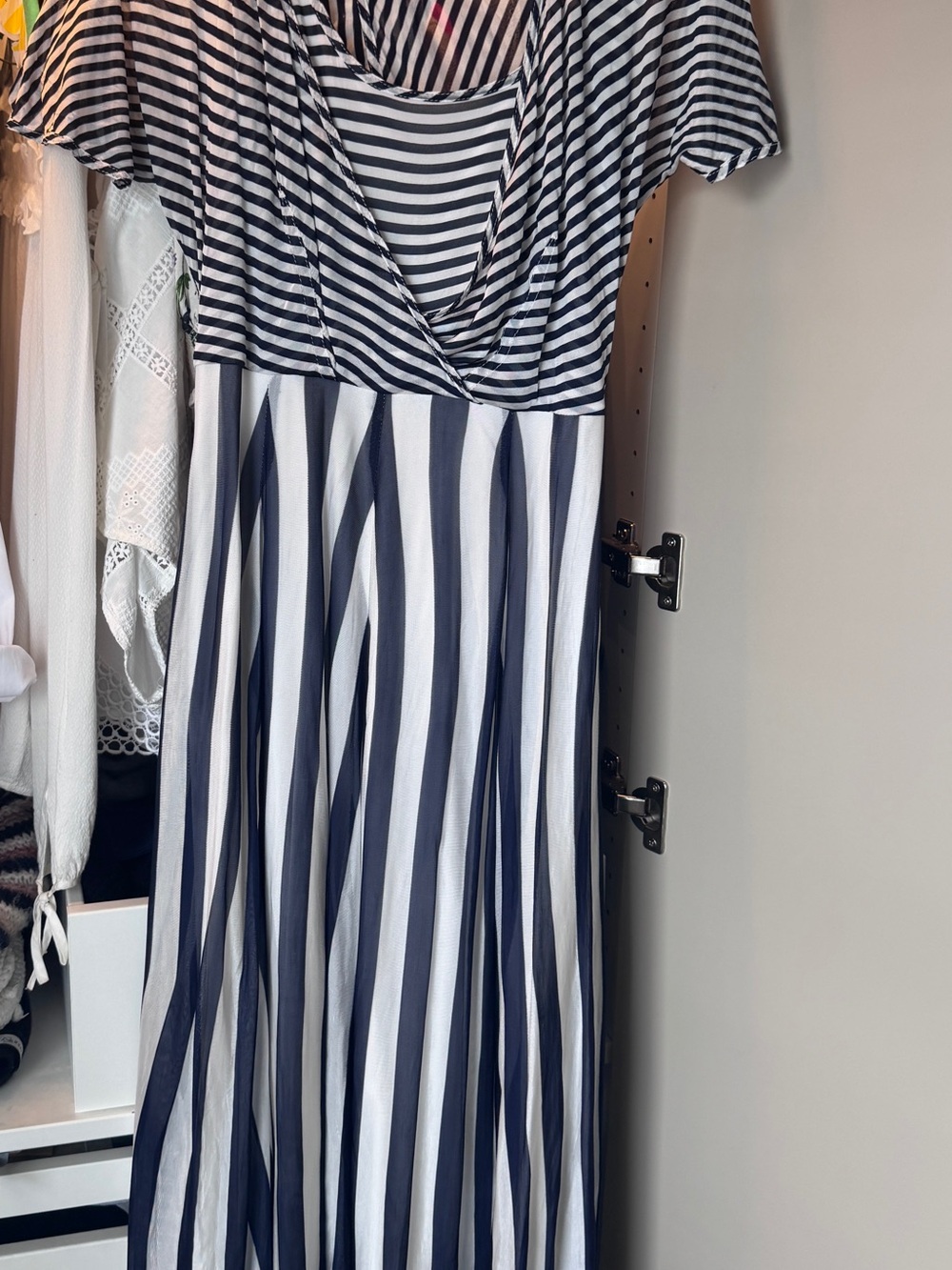 Karen Millen Striped Navy & White Midi flow Dress - Women